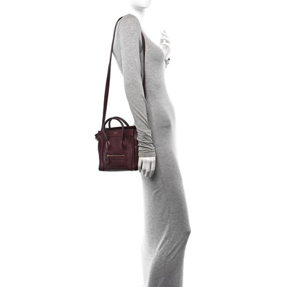 Celine Smooth Calfskin Nano Luggage Burgundy 2 of 9