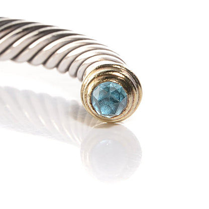 David Yurman Sterling Silver 14K Yellow Gold Blue Topaz 5mm Cable Classics Petite Color Bracelet 7 of 7