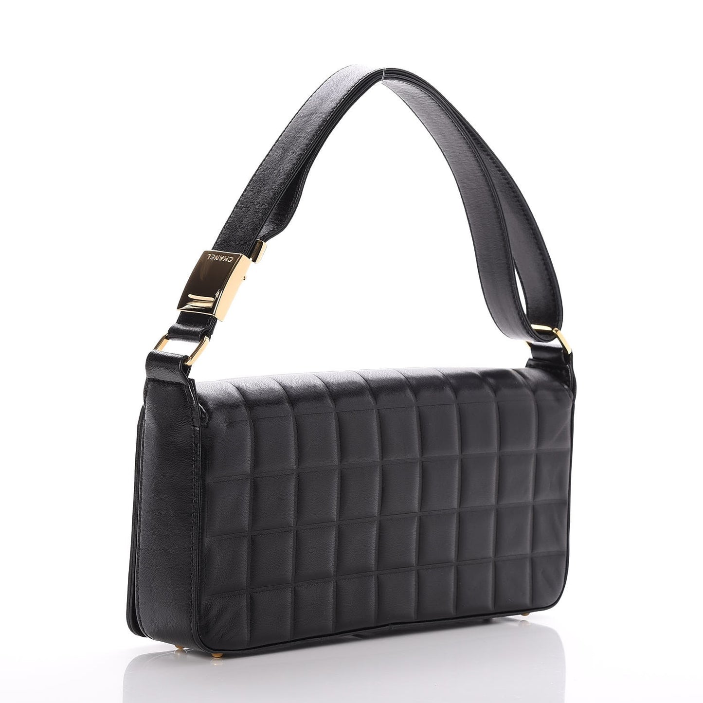 Lambskin Quilted CC Chocolate Bar Flap Black