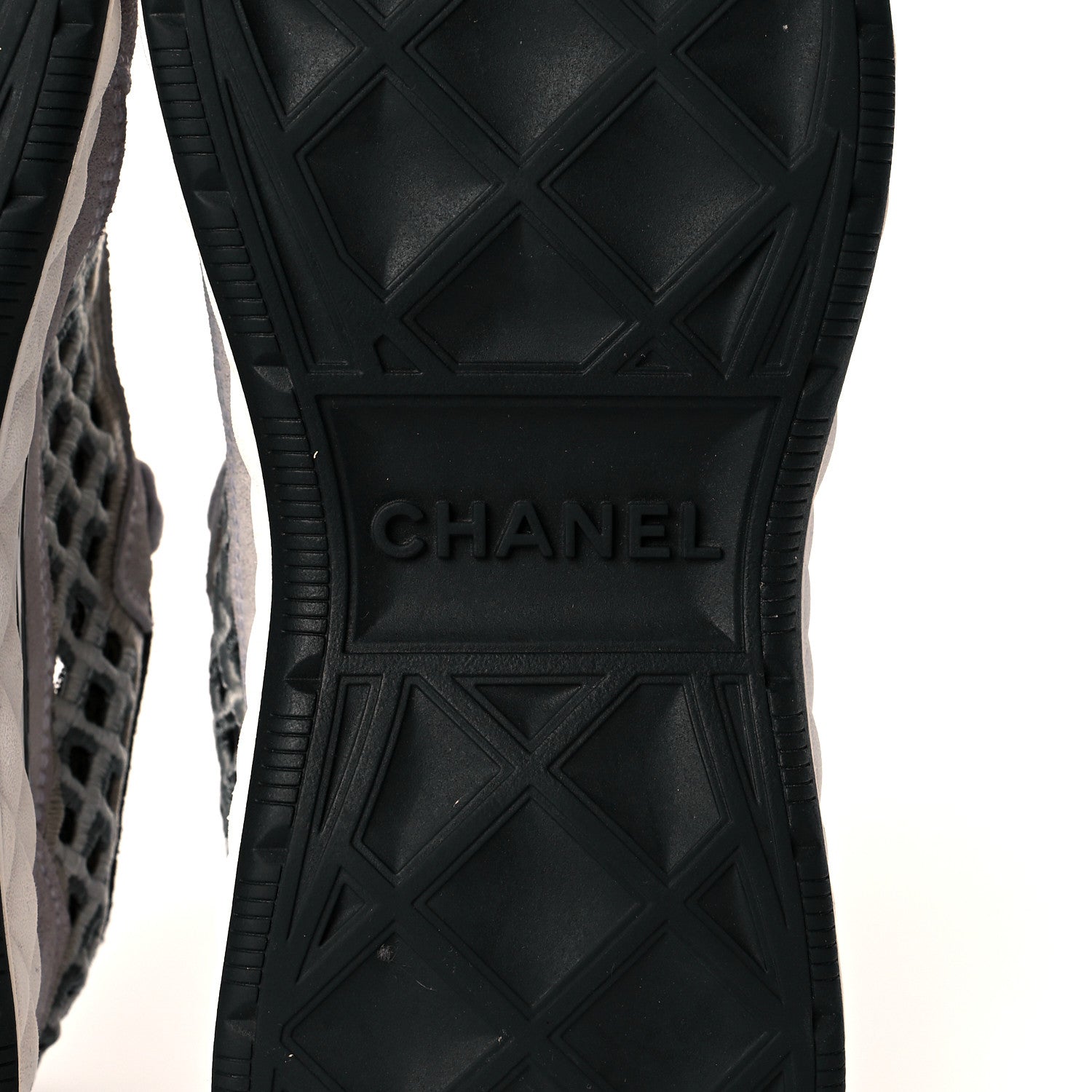 Chanel Suede Calfskin Embroidered CC Sneakers 37 Ecru Light Gray 6 of 9
