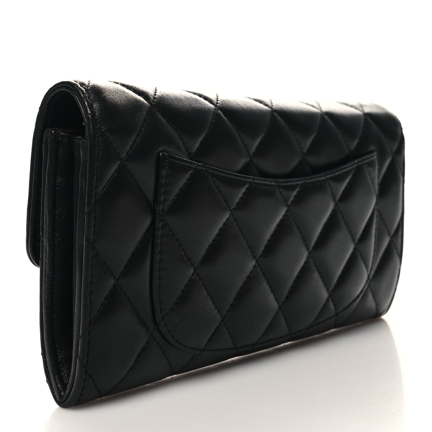 Chanel Lambskin Quilted Large Gusset Flap Wallet Black 3 of 13
