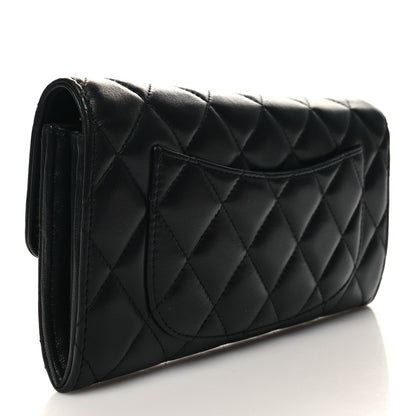 Chanel Lambskin Quilted Large Gusset Flap Wallet Black 3 of 13