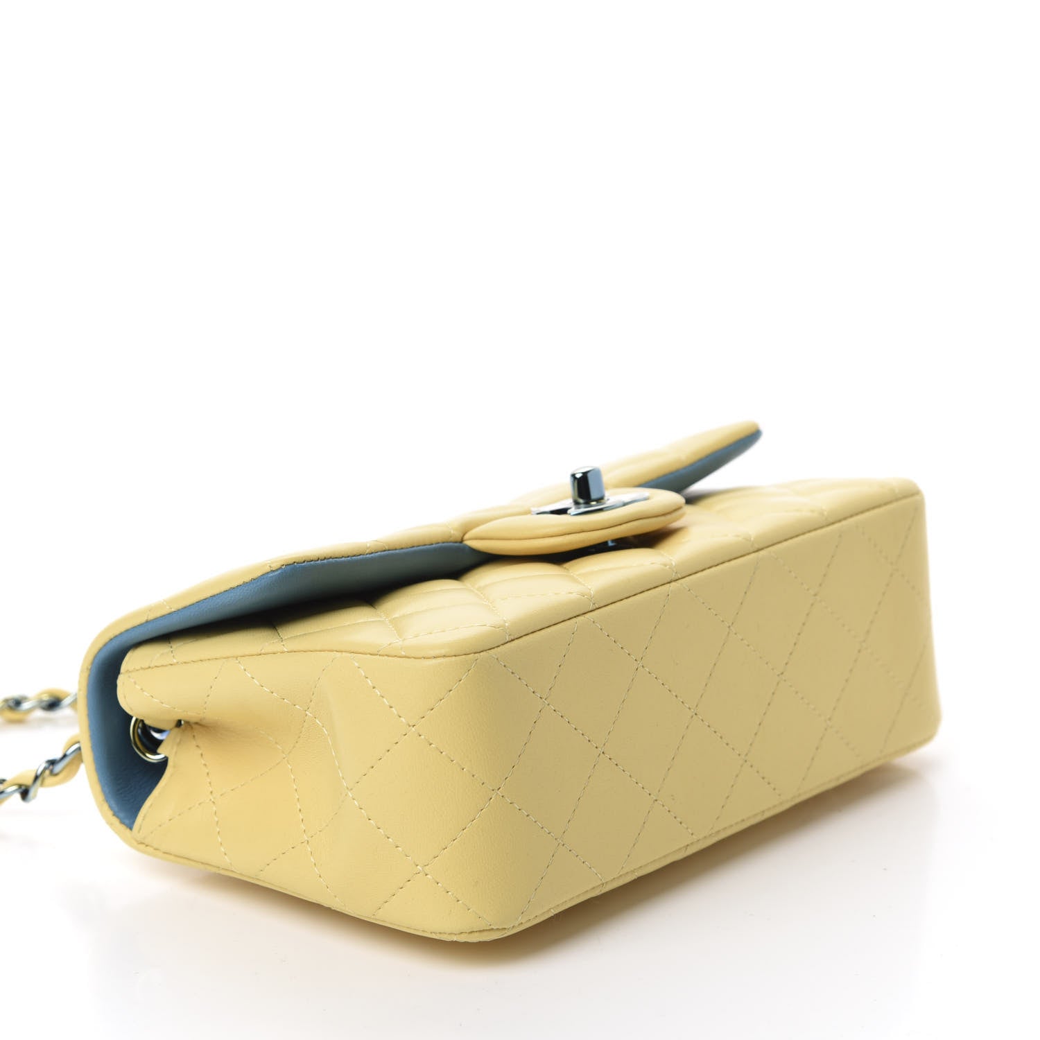 Chanel Lambskin Quilted Mini Rectangular Flap Yellow Blue 4 of 10