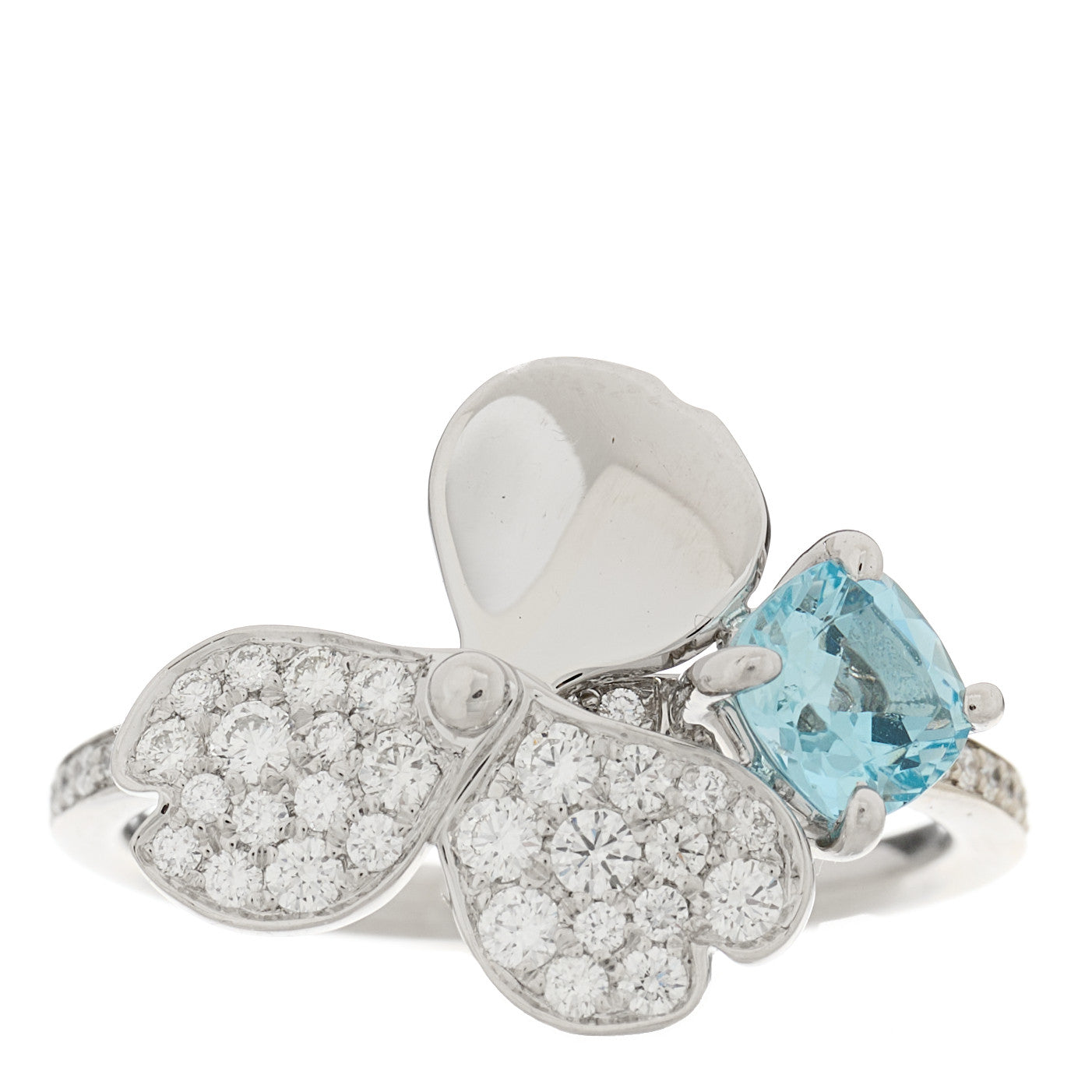 Tiffany Platinum Diamond Aquamarine Paper Flowers Ring 52 6 1 of 6