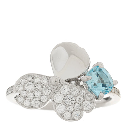 Tiffany Platinum Diamond Aquamarine Paper Flowers Ring 52 6 1 of 6