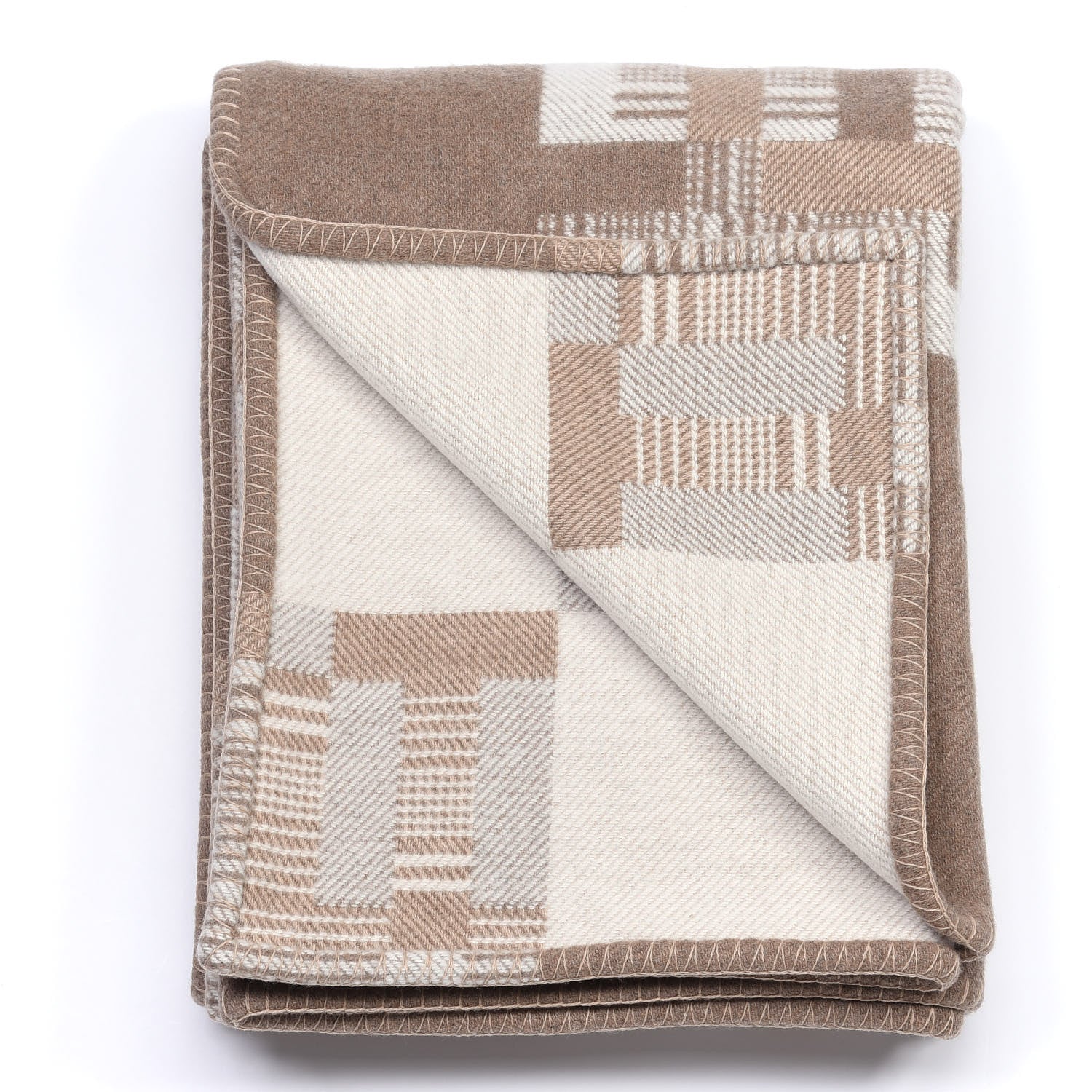Hermes Wool Cashmere Avalon Paper Block Blanket Ecru Naturel 2 of 3