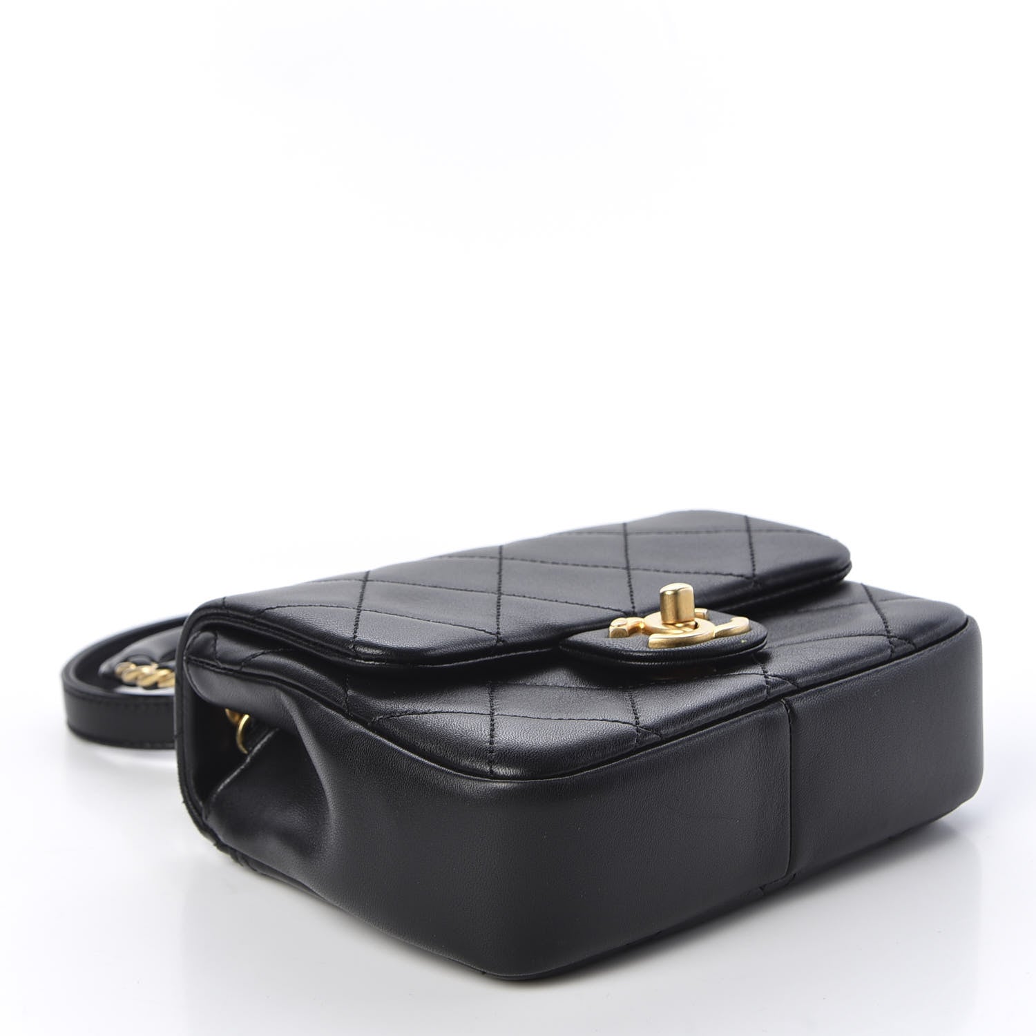 Chanel Lambskin Quilted Small Circular Handle Bag Black 3 of 10