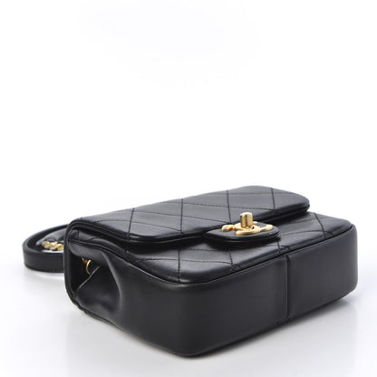 Chanel Lambskin Quilted Small Circular Handle Bag Black 3 of 10