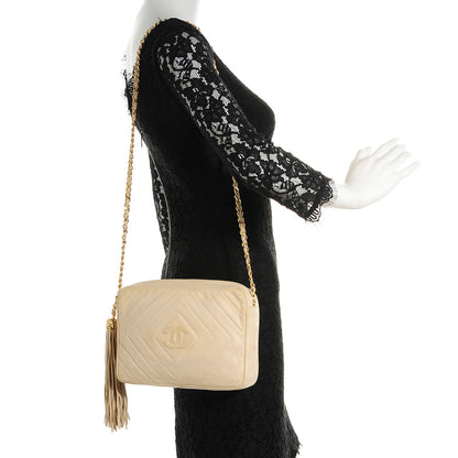 Chanel Lambskin Chevron Tassel Camera Case Beige Clair 2 of 8