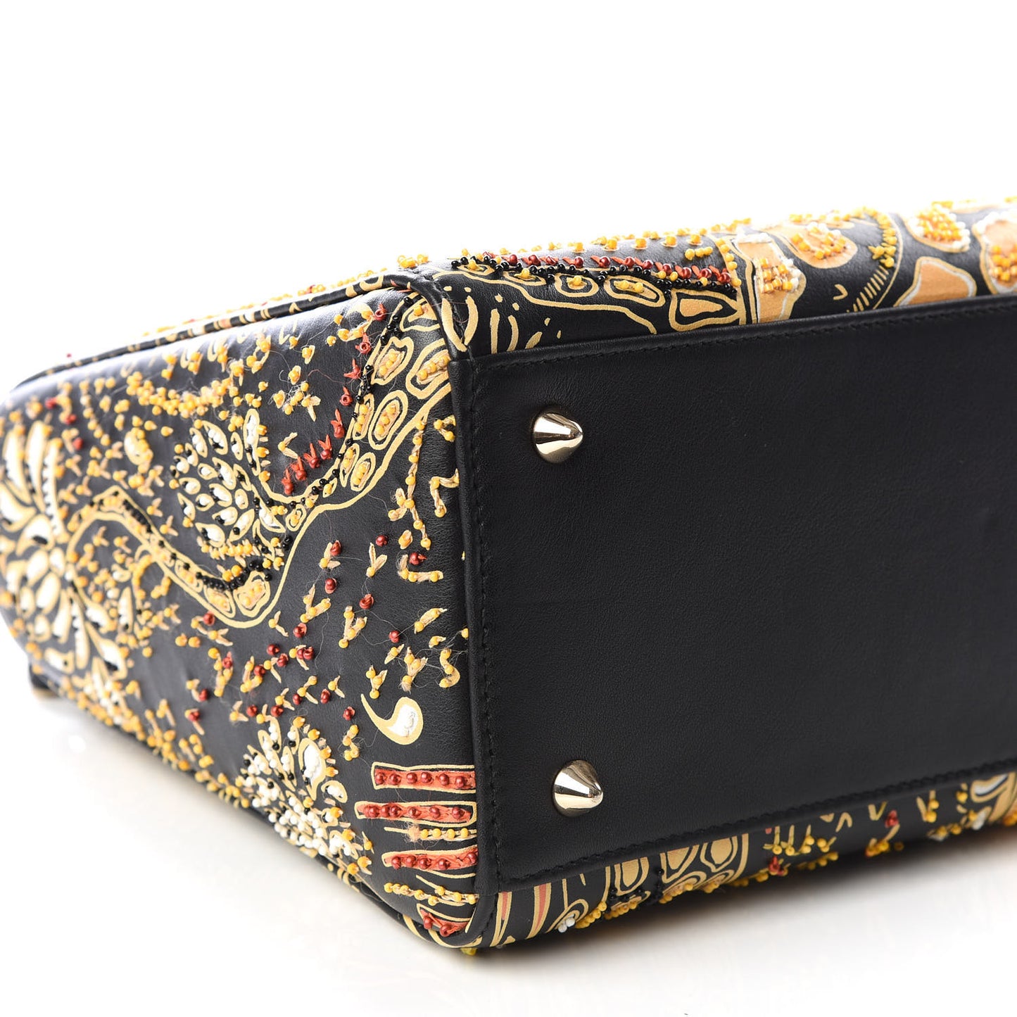 Smooth Calfskin Embroidered Animals Medium Lady Dior Black Multicolor