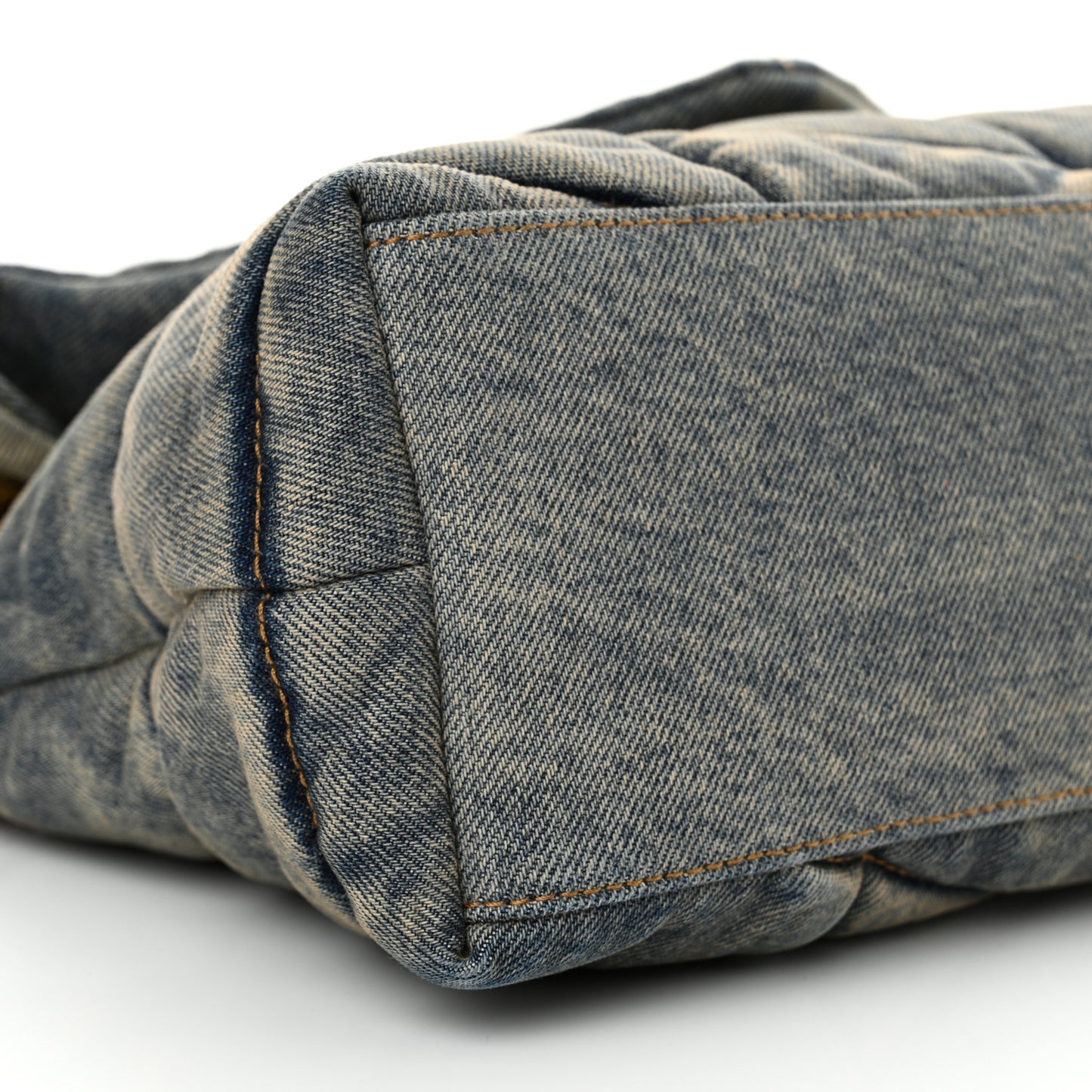 Denim Quilted Small Loulou Puffer Monogram Chain Satchel Blue Cinnamon