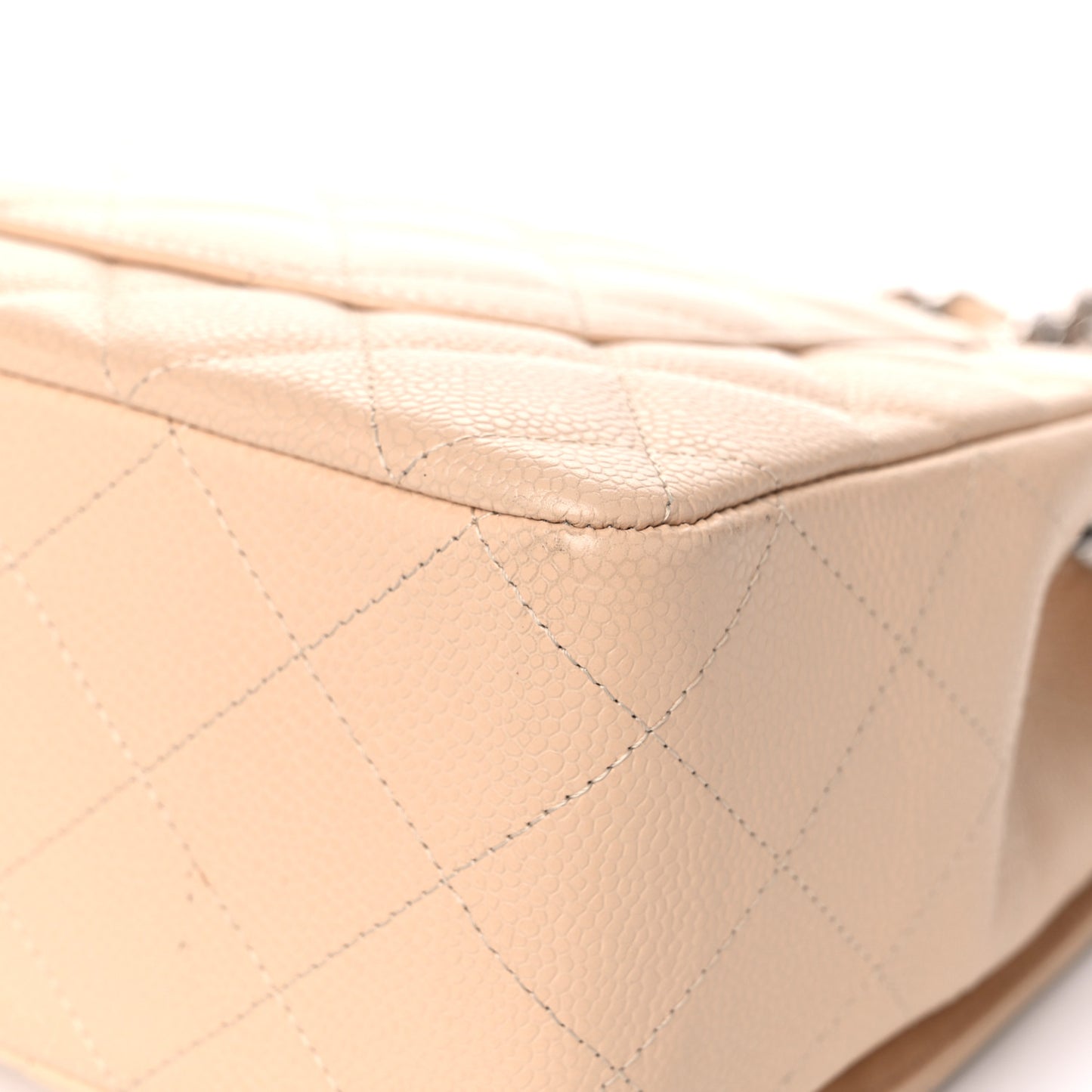 Caviar Quilted Jumbo Single Flap Beige Clair