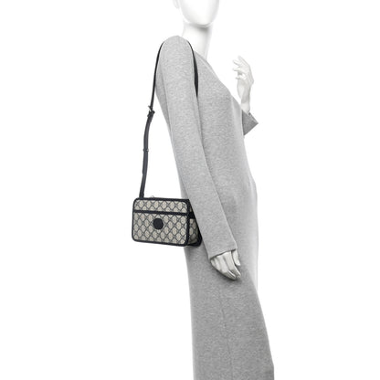 Gucci GG Supreme Monogram Textured Dollar Calfskin Mini Retro Interlocking G Shoulder Bag Beige Blue 2 of 10