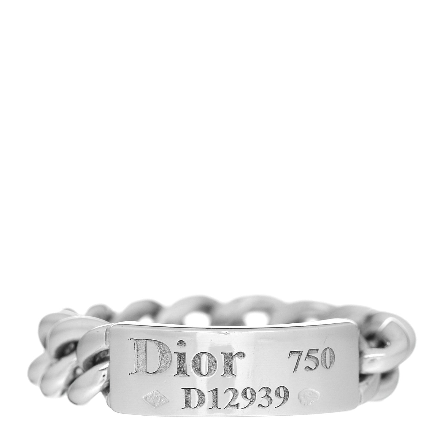 Christian Dior 18K White Gold Gourmette Ring 53 6.5 1 of 4