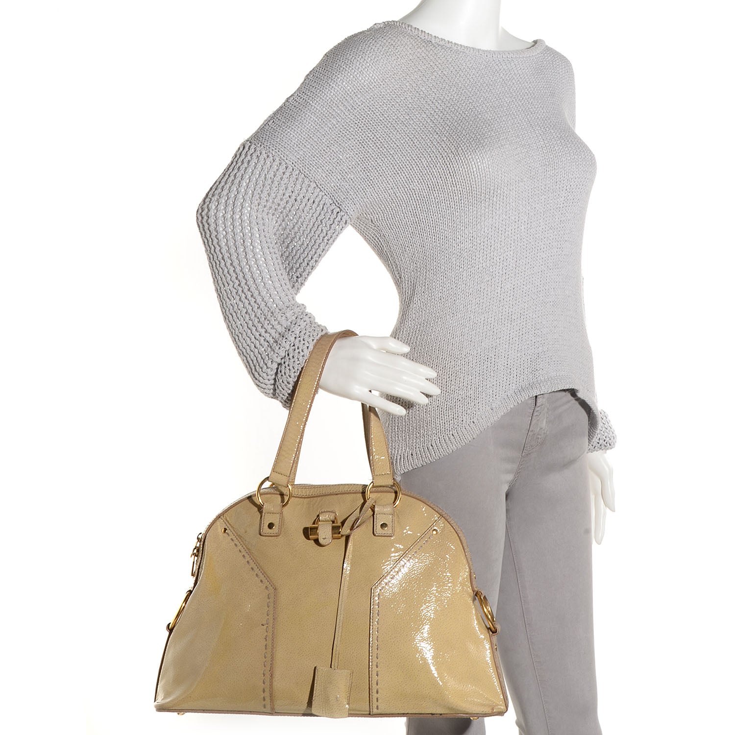 Saint Laurent Patent Large Muse Beige 2 of 8