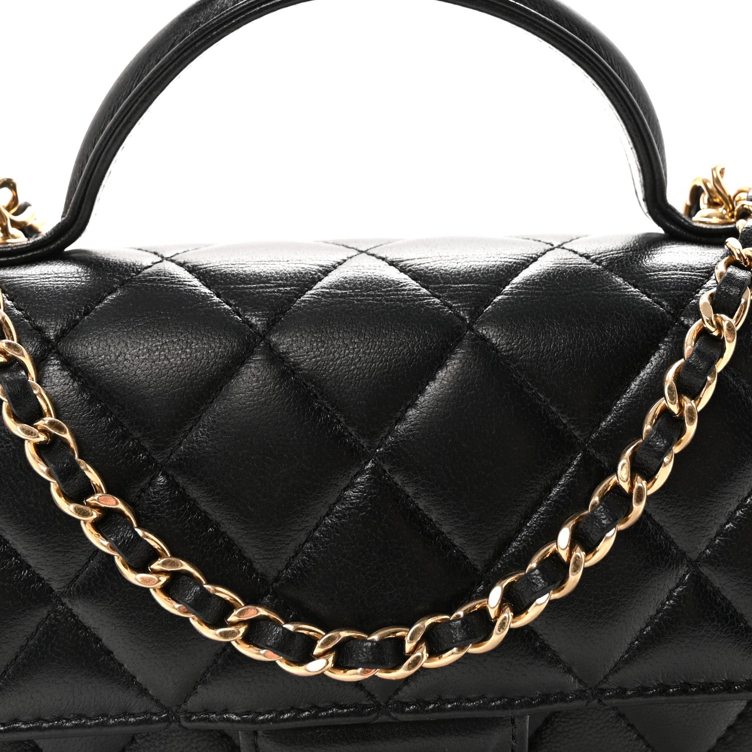 Chanel Lambskin Quilted Preppy Satchel Wallet On Chain WOC Black 9 of 12