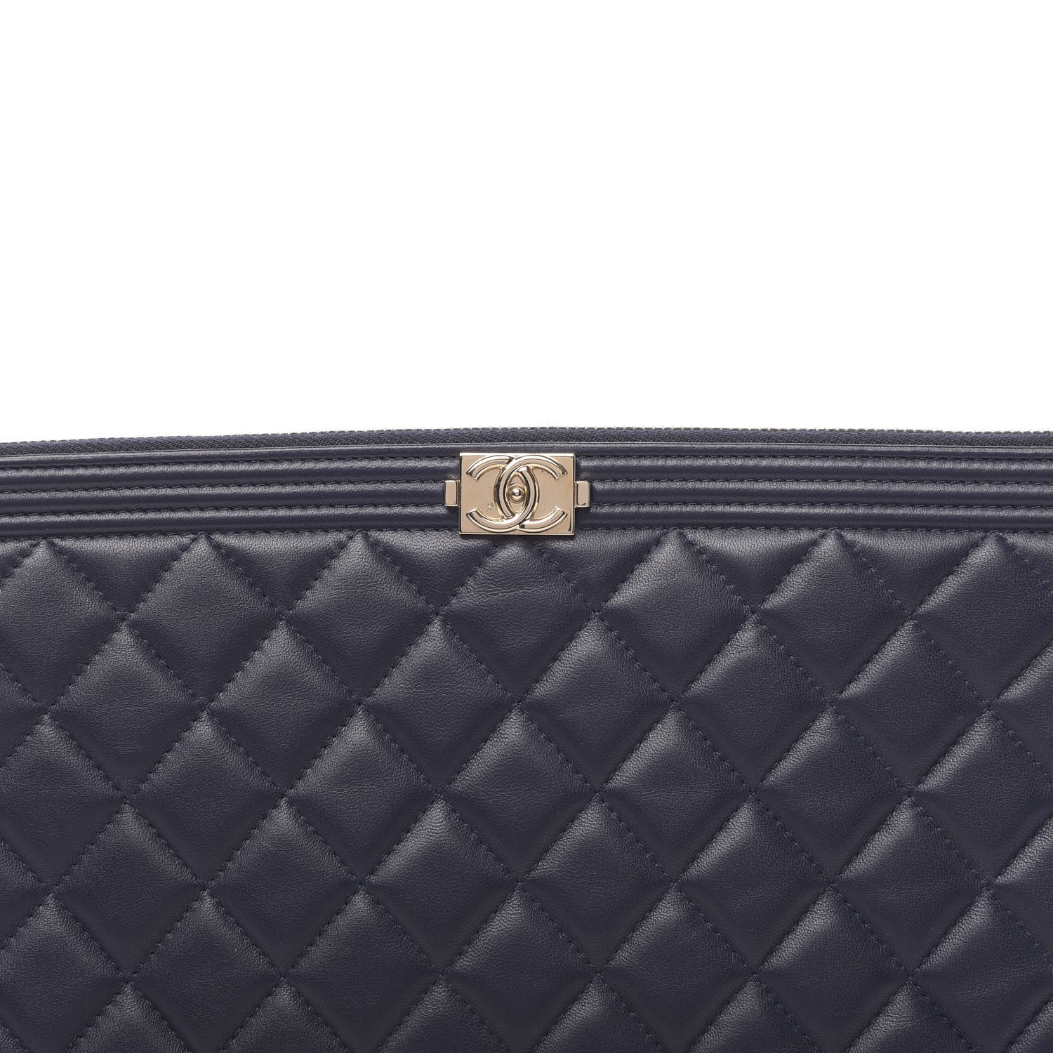 Chanel Lambskin Quilted Medium Boy Cosmetic Case Navy 8 of 9