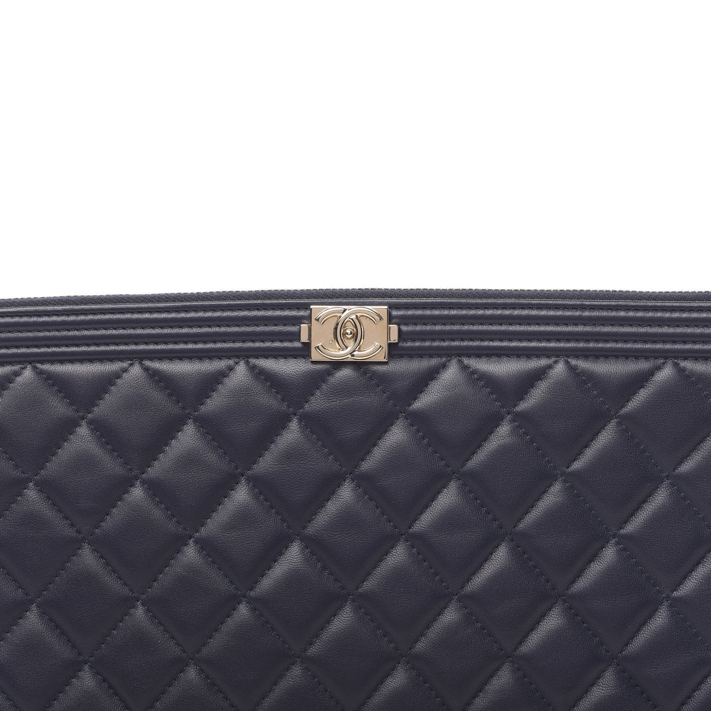 Lambskin Quilted Medium Boy Cosmetic Case Navy