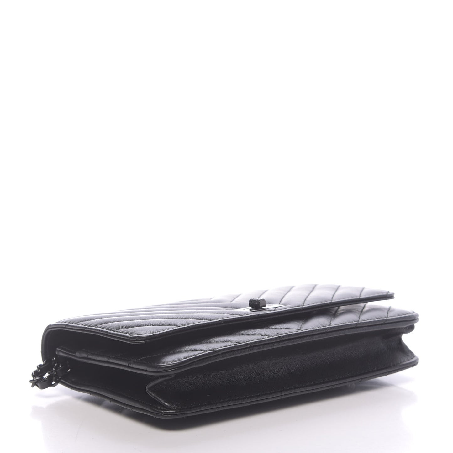 Aged Calfskin Chevron Quilted Reissue Wallet On Chain WOC So Black