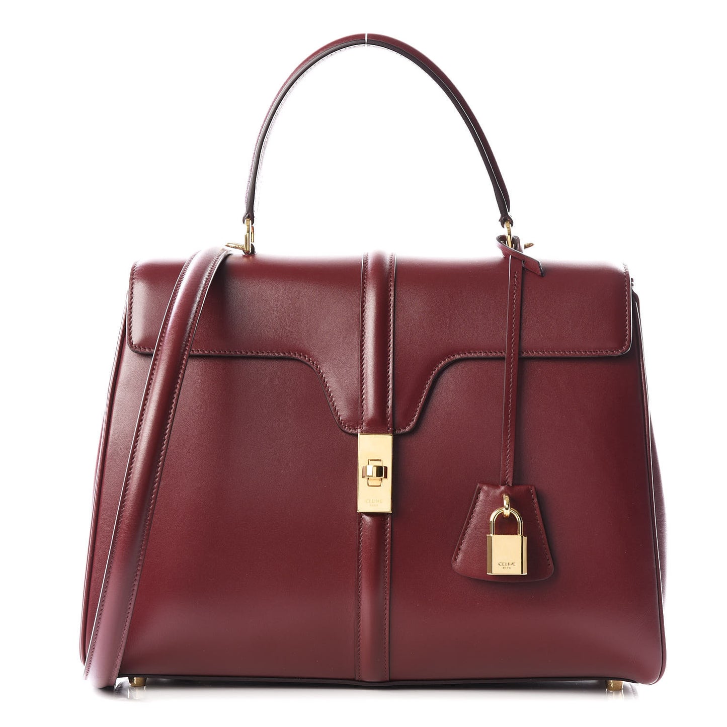 Satinated Calfskin Medium 16 Top Handle Bag Light Burgundy