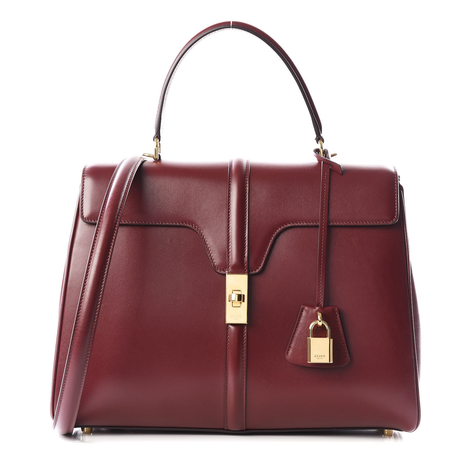 Celine Satinated Calfskin Medium 16 Top Handle Bag Light Burgundy 1 of 10