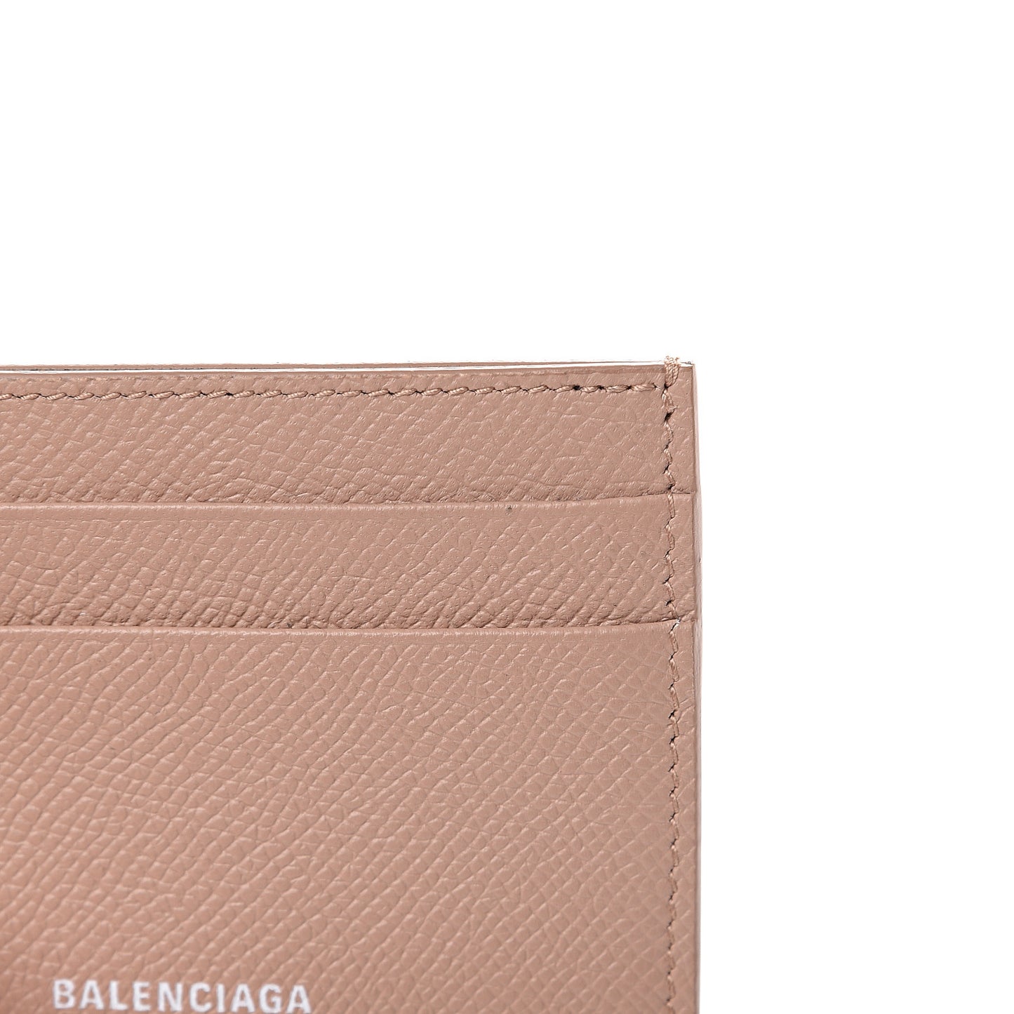 Signature Grained Calfskin Logo Ville Multi Card Holder Beige