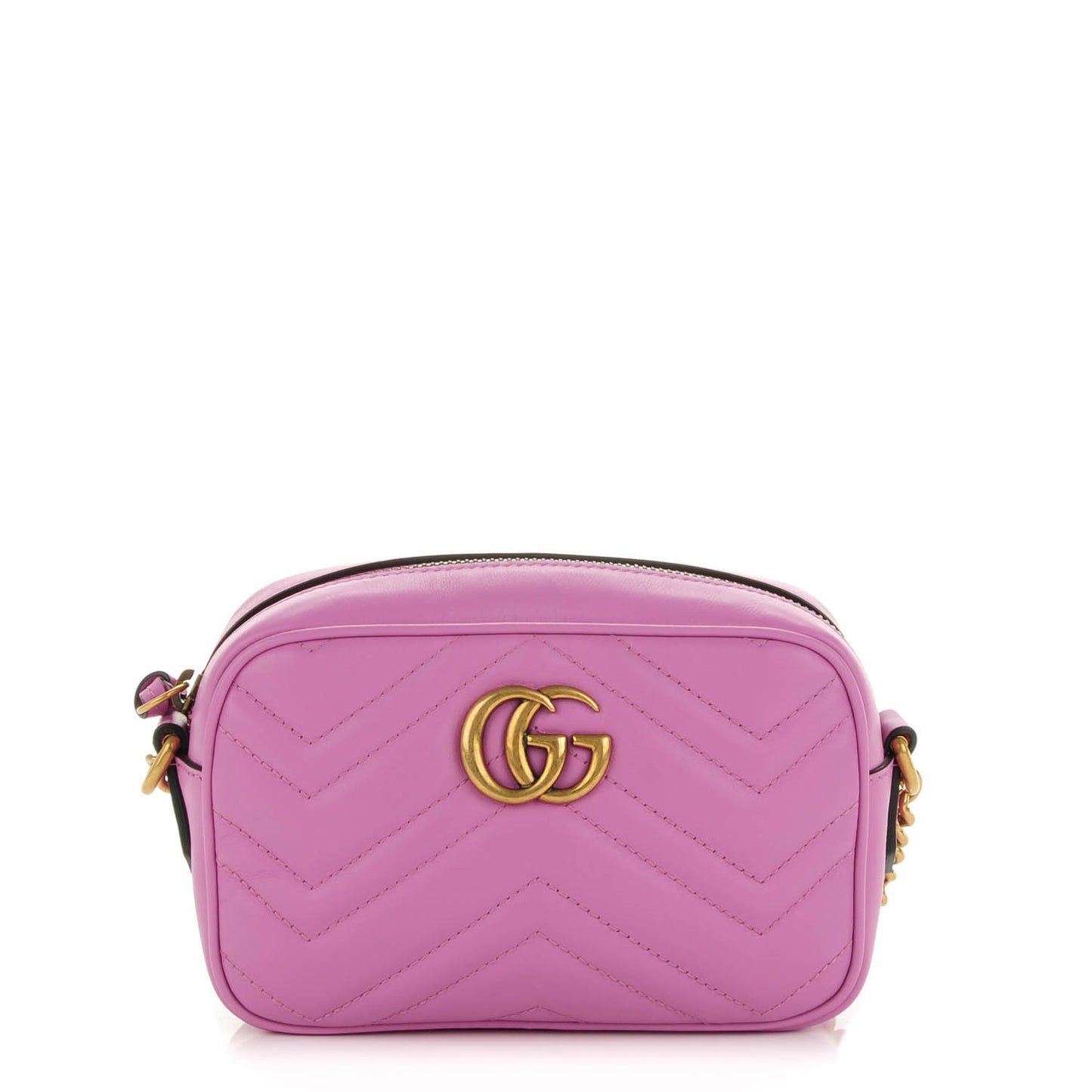 Calfskin Matelasse Mini GG Marmont Chain Shoulder Bag Candy Mousse