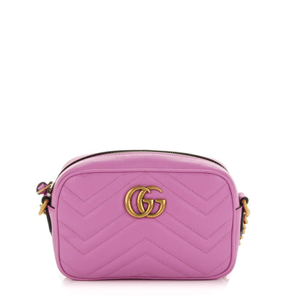Gucci Calfskin Matelasse Mini GG Marmont Chain Shoulder Bag Candy Mousse 1 of 7