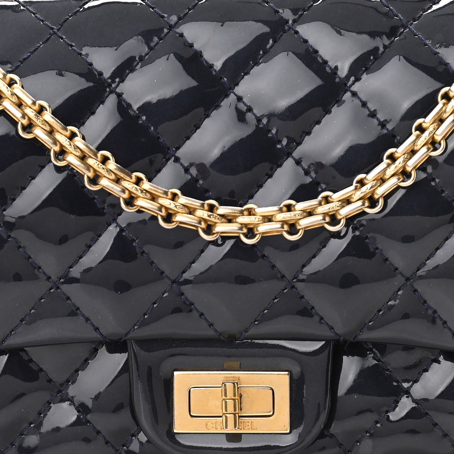 Chanel Patent Quilted Accordion Reissue 2.55 Flap Navy 9 of 11