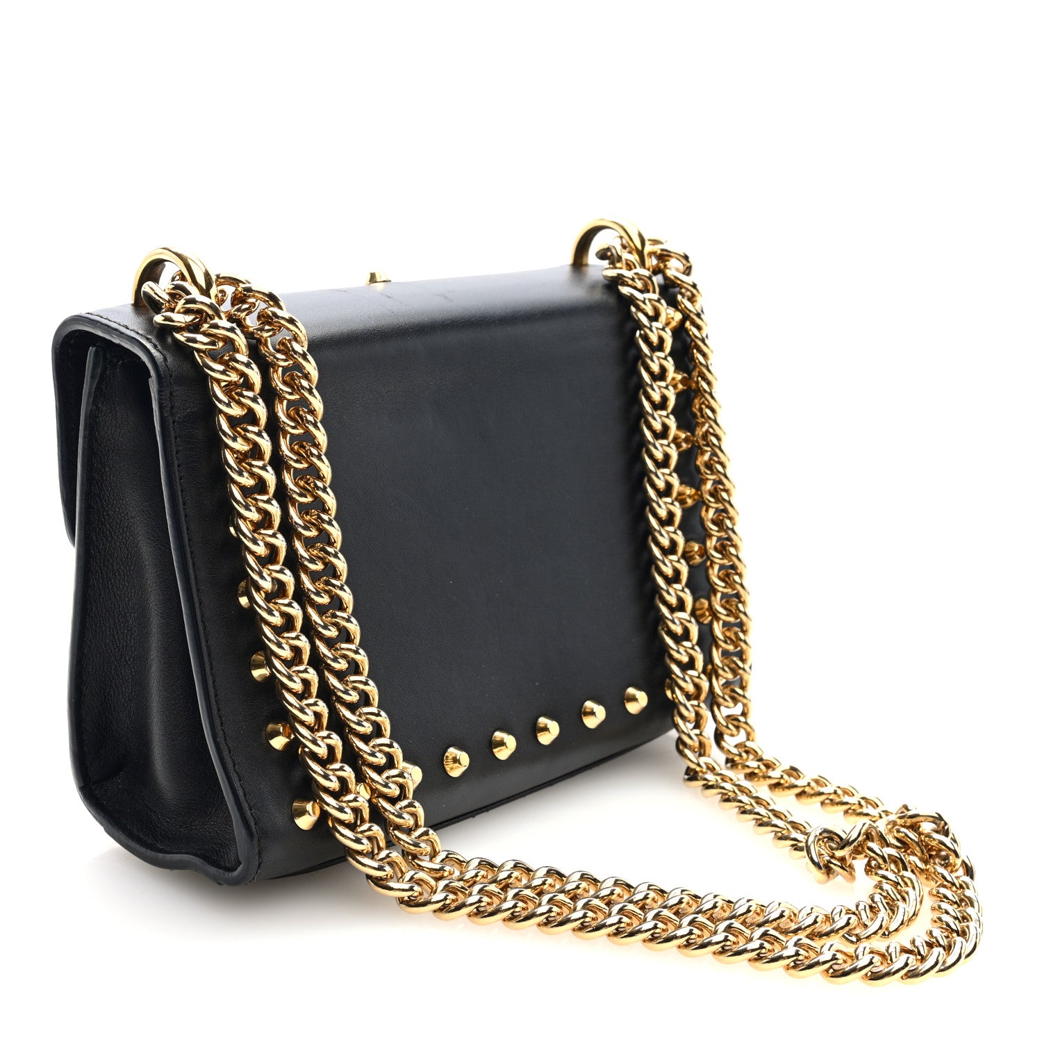 Gucci Calfskin Studded Small Padlock Shoulder Bag Black 3 of 10