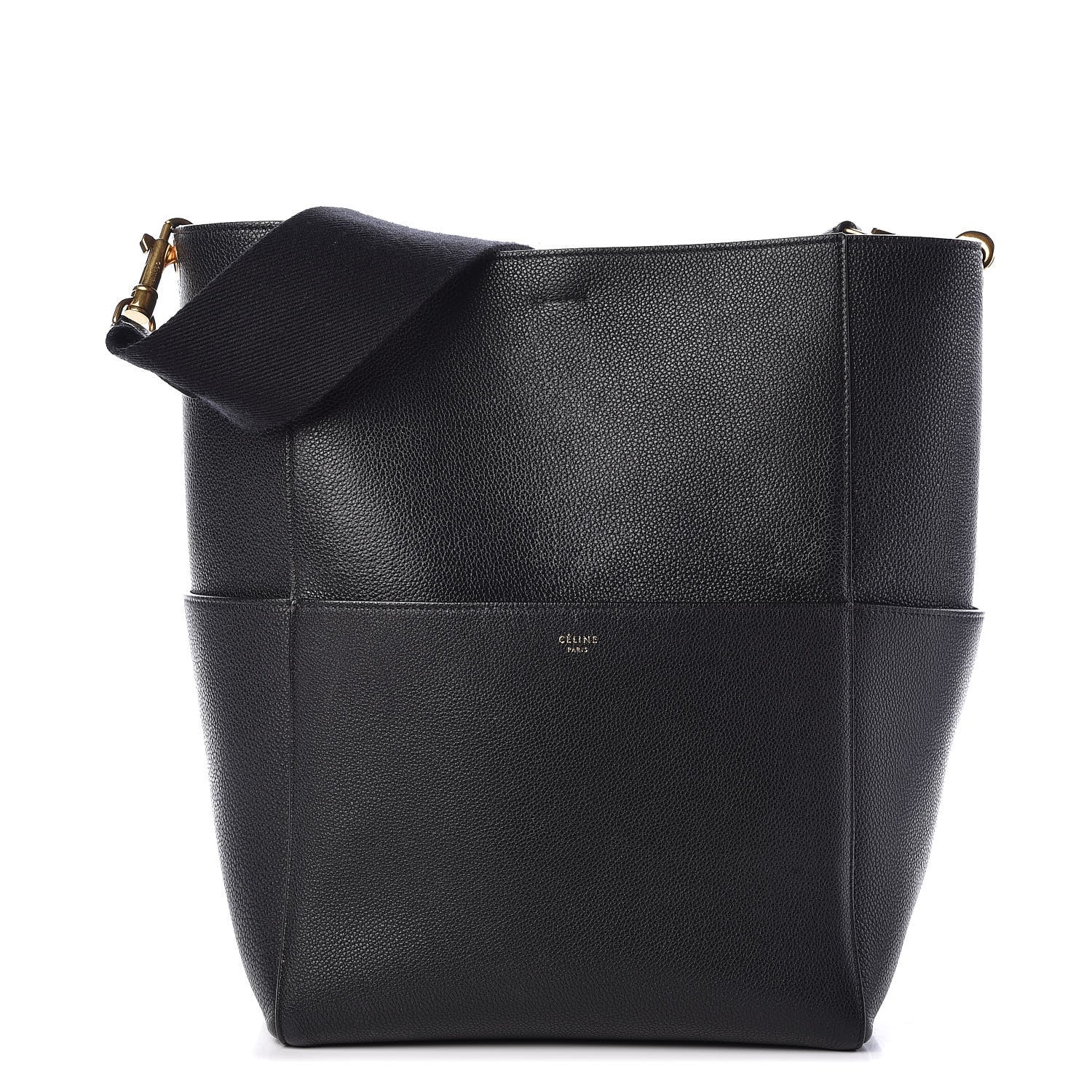 Celine Soft Grained Calfskin Sangle Bucket Bag Black 1 of 13