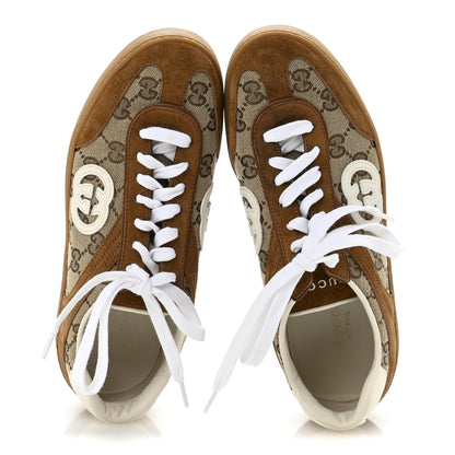 Gucci Suede GG Monogram Womens G75 Sneakers 37.5 Beige Dark Brown 2 of 9