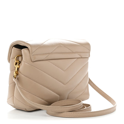 Saint Laurent Calfskin Y Quilted Monogram Toy Loulou Crossbody Bag Dark Beige 3 of 10