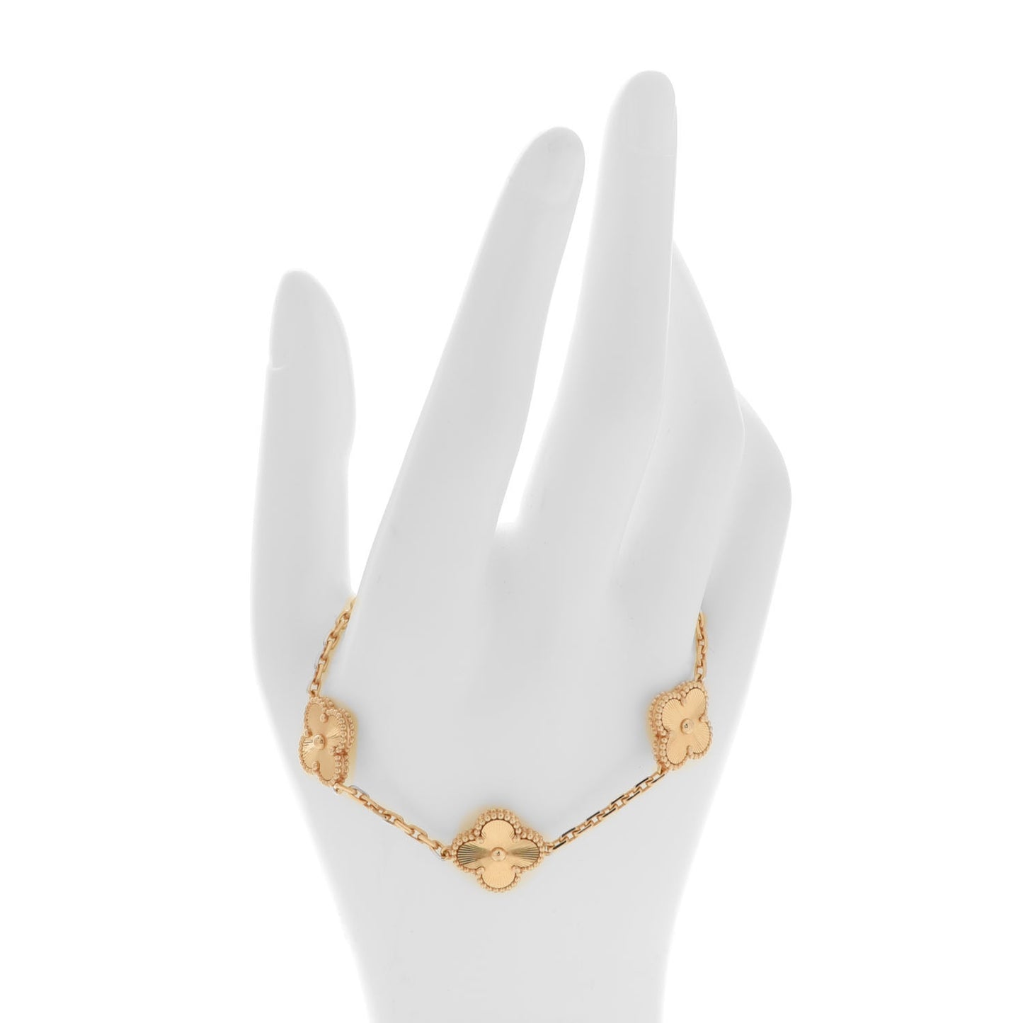 18K Yellow Gold 5 Motifs Guilloche Vintage Alhambra Bracelet