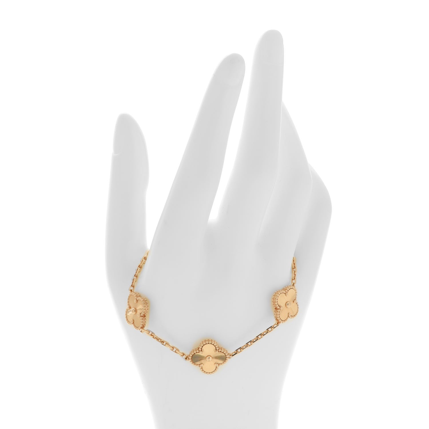 Van Cleef & Arpels 18K Yellow Gold 5 Motifs Guilloche Vintage Alhambra Bracelet 2 of 7