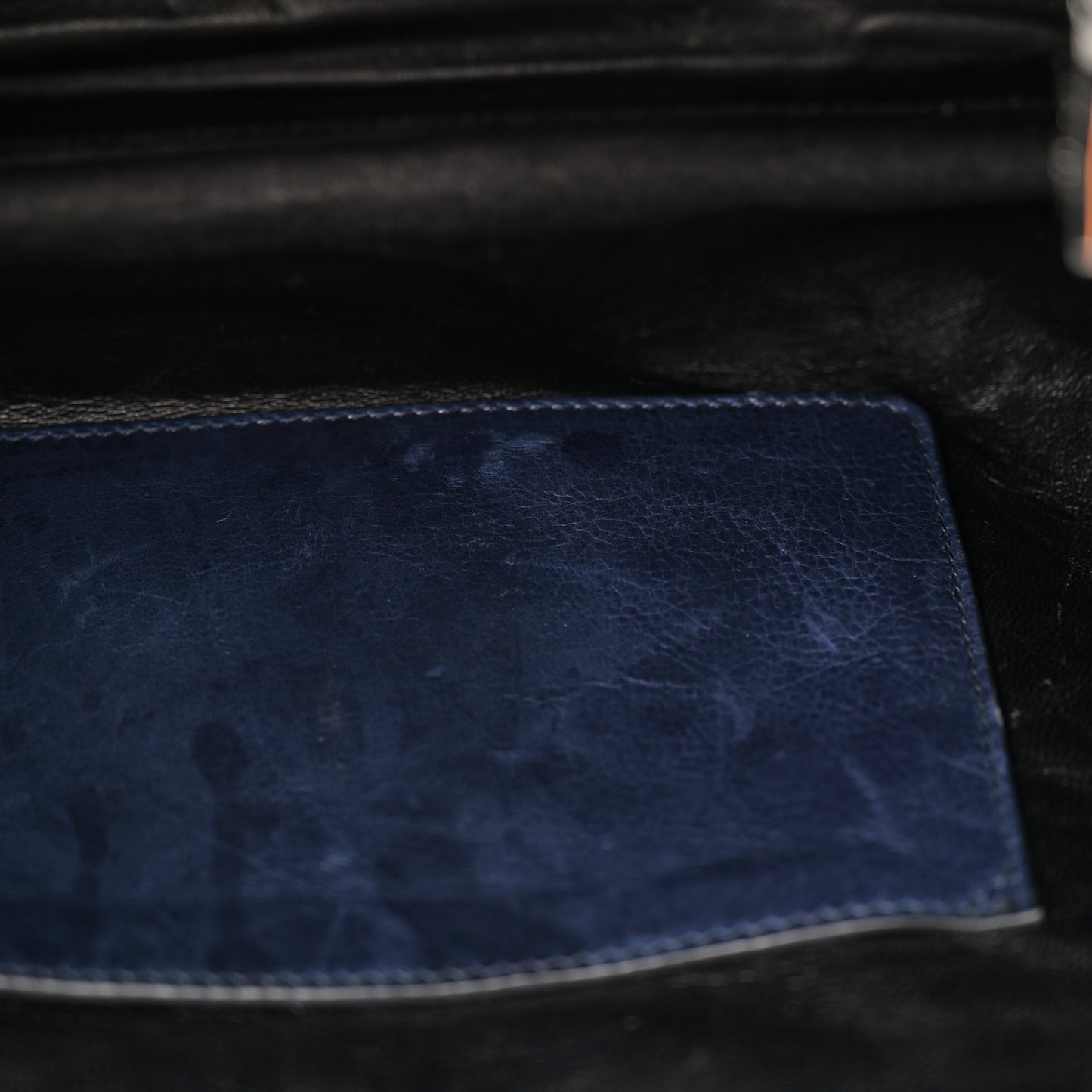 Glace Calfskin Twin Pocket Tote Denim