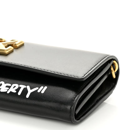 Off-White Calfskin Jitney Quote Flap Wallet On Chain Black 9 of 10