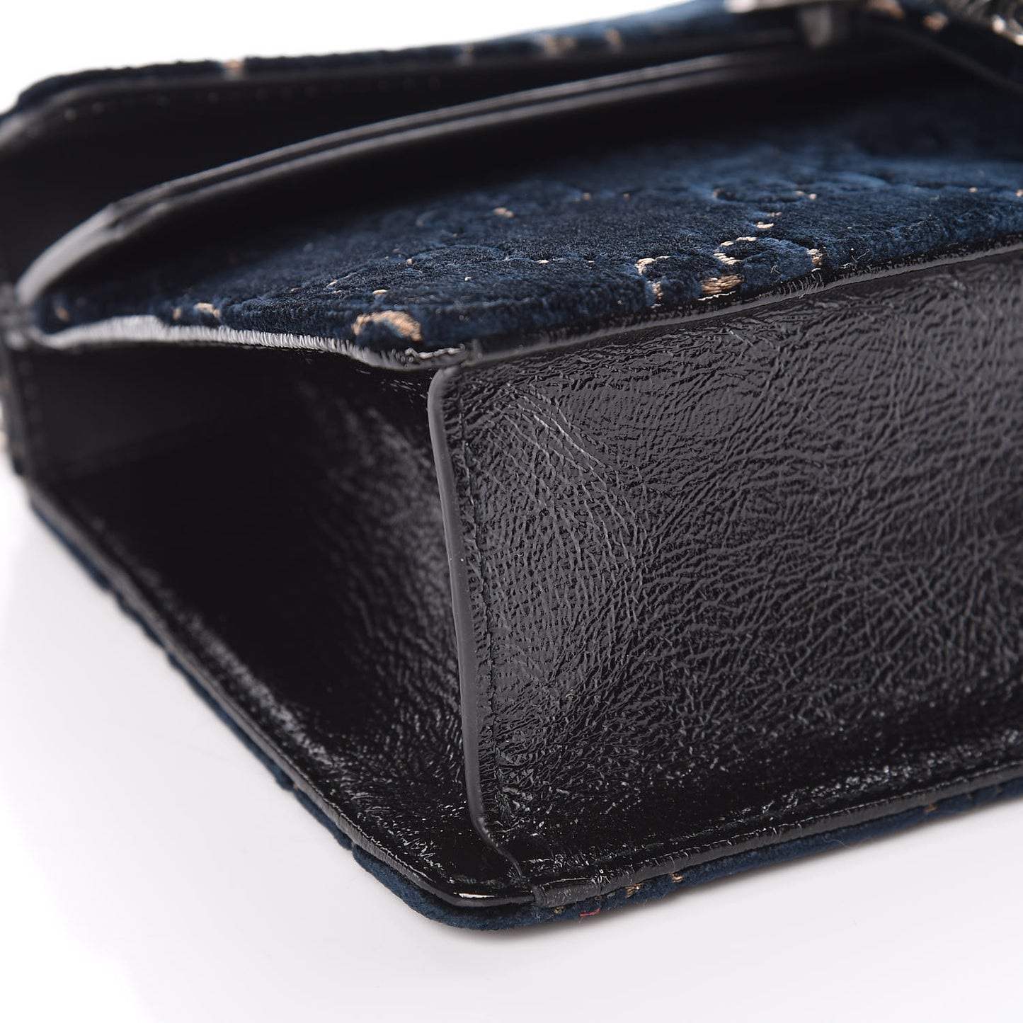 Velvet Skipper Crystal GG Monogram Small Dionysus Shoulder Bag Blue Beige Black