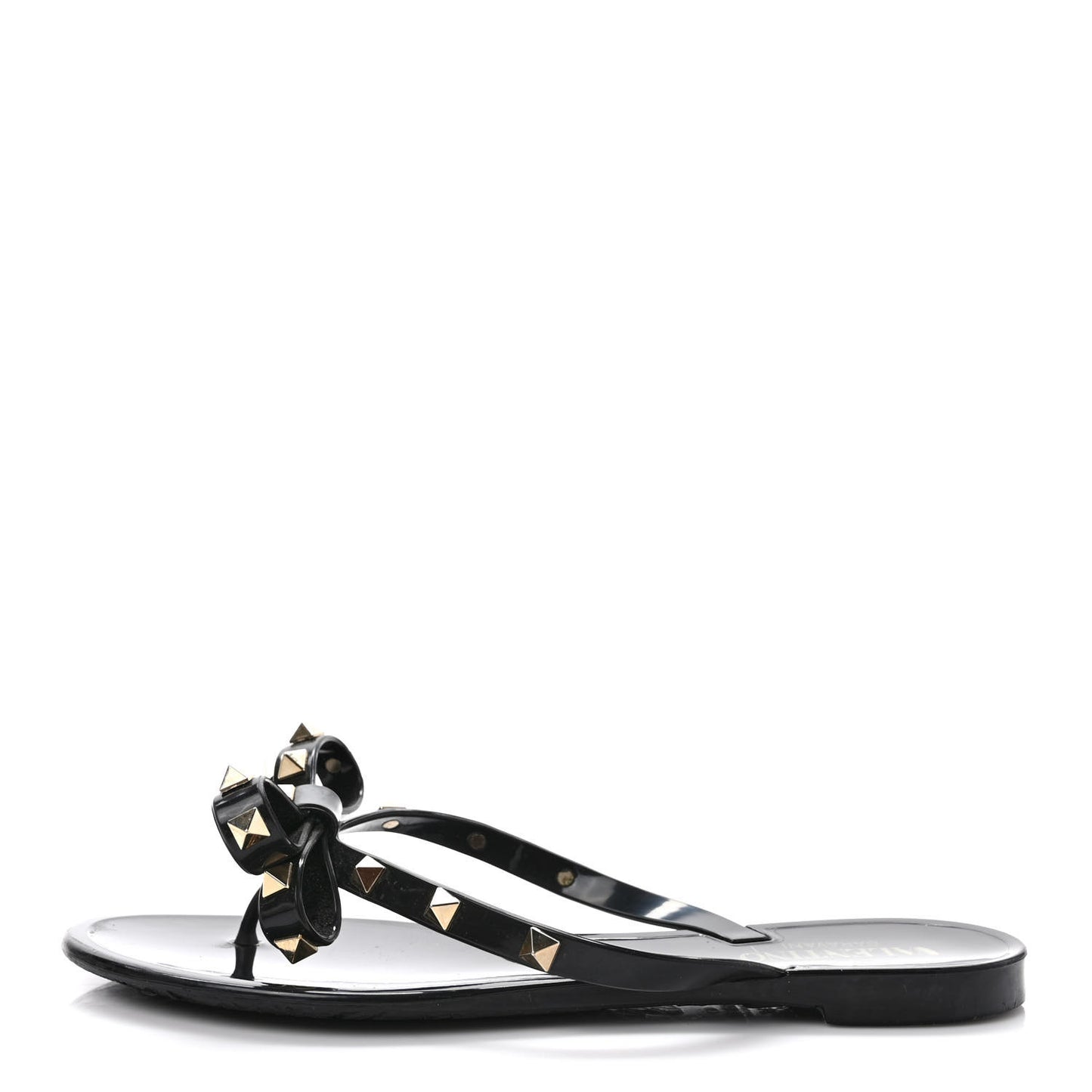 PVC Jelly Rockstud Bow Thong Sandals 37 Black