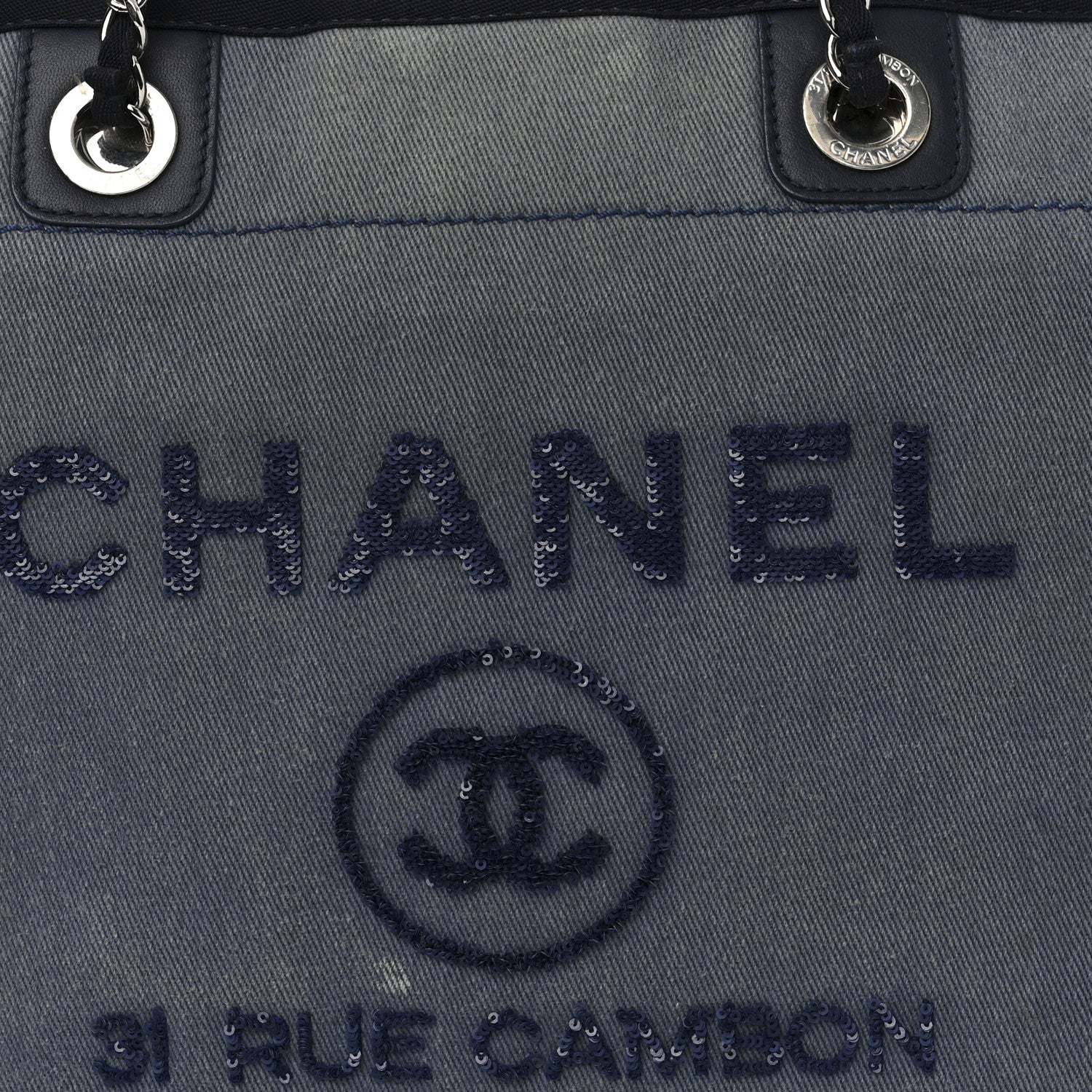 Chanel Canvas Sequin Small Deauville Tote Navy 8 of 10