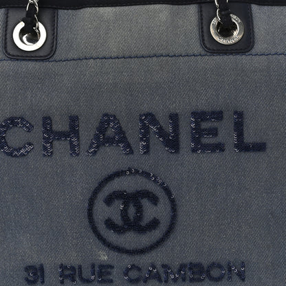 Chanel Canvas Sequin Small Deauville Tote Navy 8 of 10