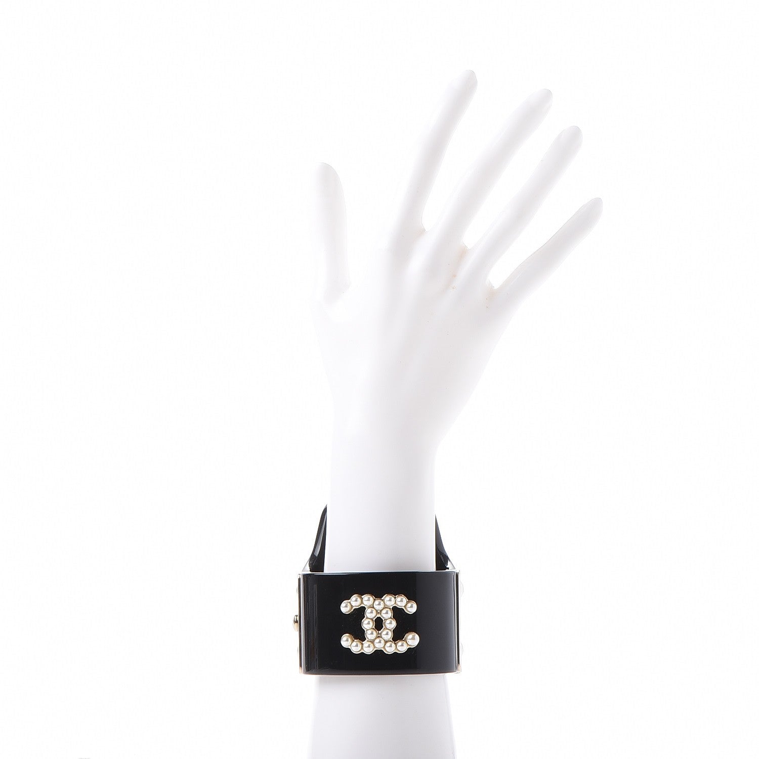 Chanel Resin Pearl CC Cuff Black 2 of 5