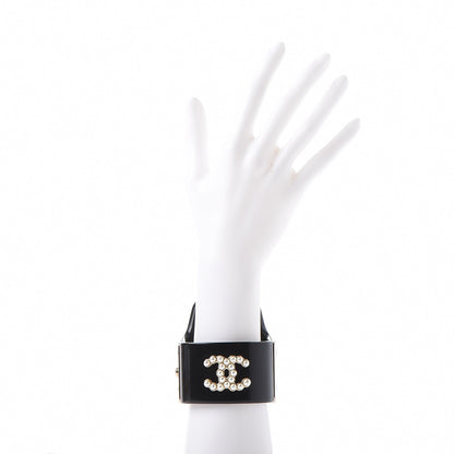 Chanel Resin Pearl CC Cuff Black 2 of 5