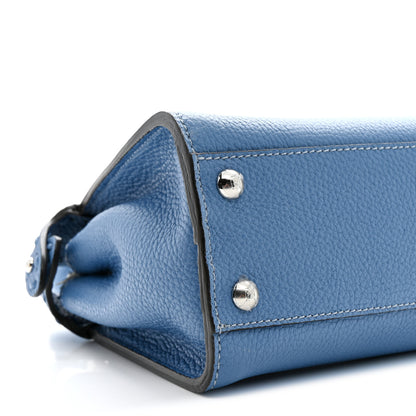 Fendi Cuoio Romano Selleria Macro Stitchings Mini Peekaboo Iconic Satchel Argento Blue 10 of 11