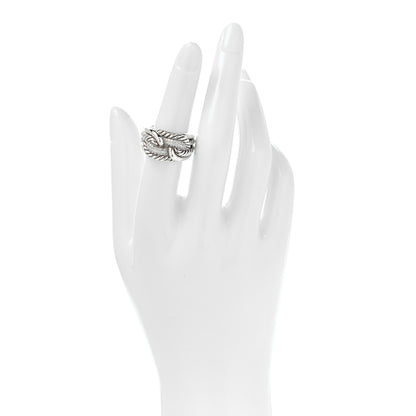 David Yurman Sterling Silver Diamond Pave Double Loop Labyrinth Ring 52 6 2 of 5