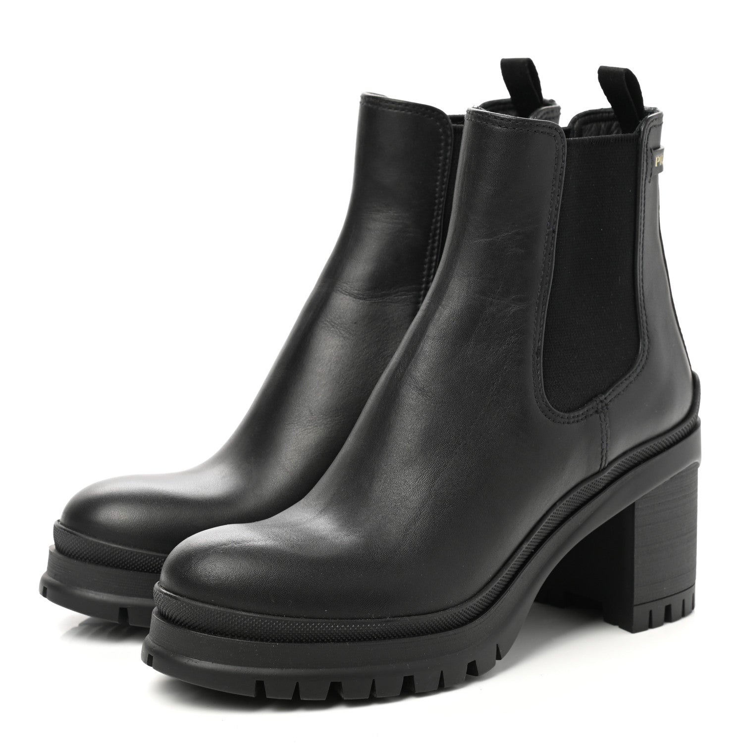 Prada Vitello Montana Lug Sole Chelsea 55mm Boots 37 Black 3 of 8