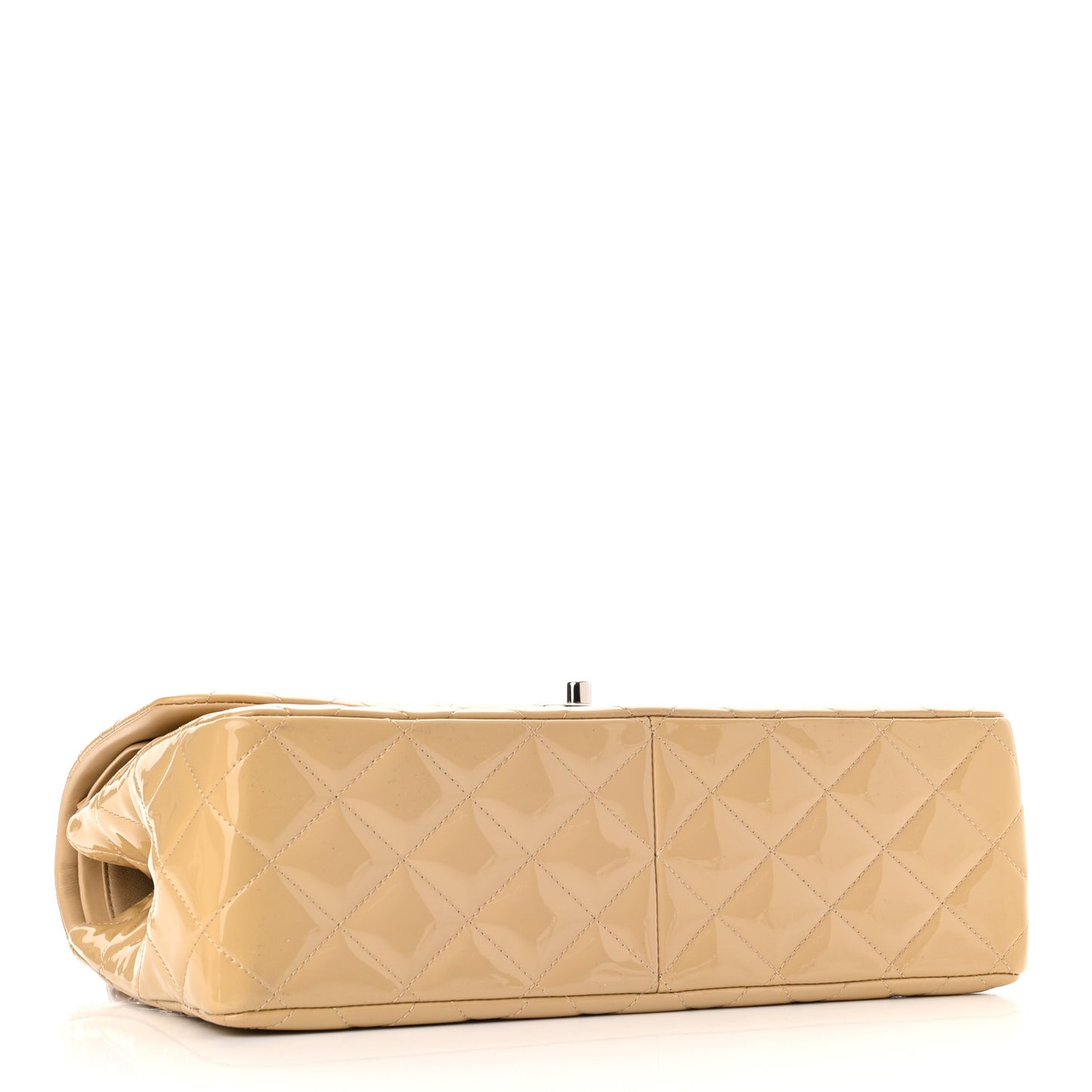 Patent Quilted Jumbo Double Flap Beige