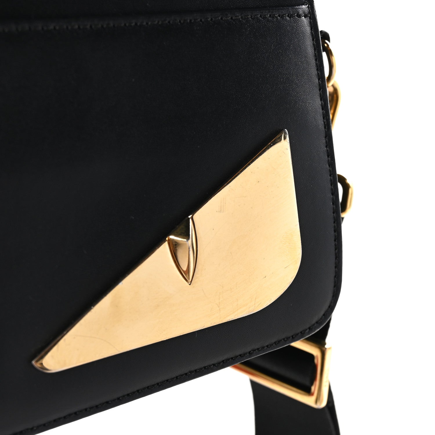 Fendi Vitello Metal Monster Eyes Messenger Bag Black 1505451