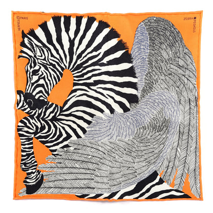 Hermes Silk Carre Zebra Pegasus Nano Scarf 20 Orange Vif Black 3 of 10