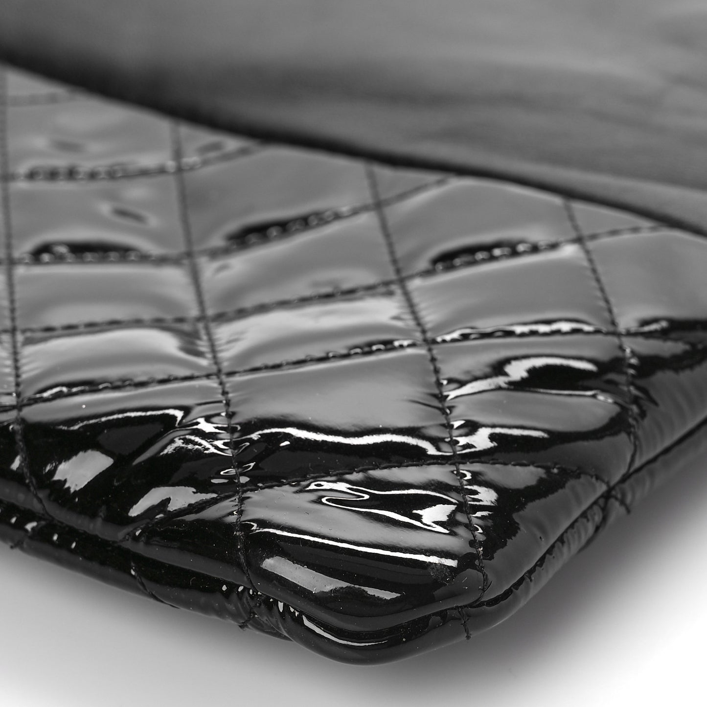 Lambskin Patent Quilted Large Cosmetic Case Black